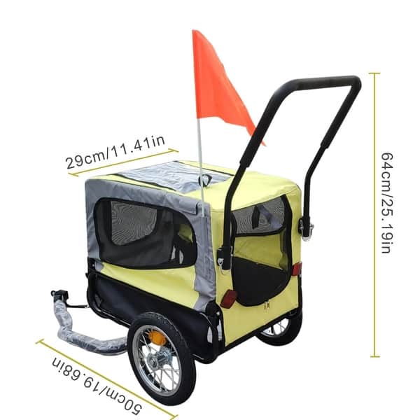 Cycling Bike Pet Trailer And Dog Stroller For Medium And Small Dog With Air Filled Tires Bed