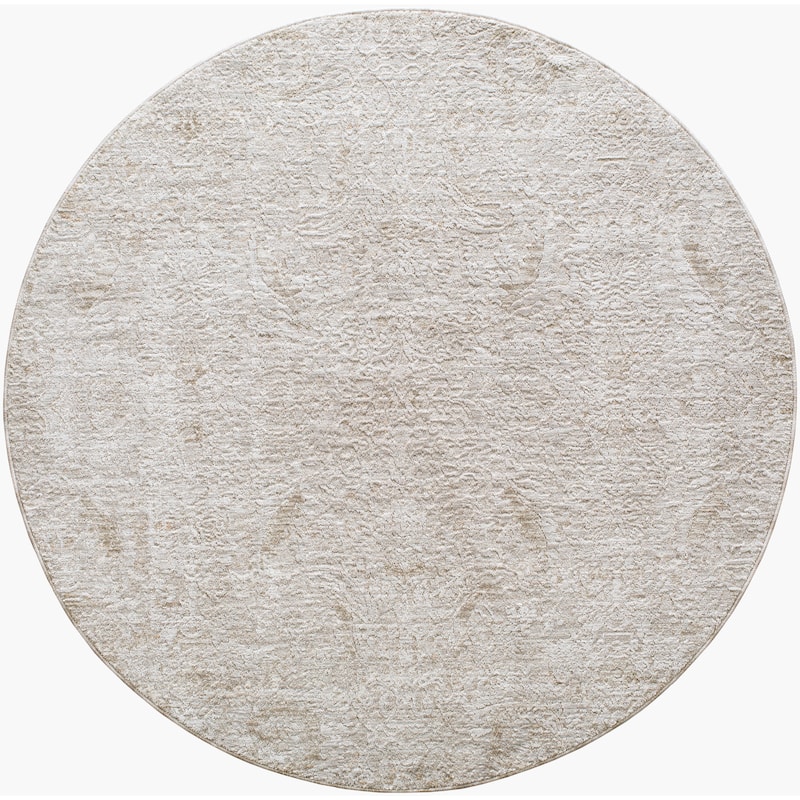 Livabliss Casual Masterpiece Abstract Area Rug - 7'10" x 7'10" Round - Gray