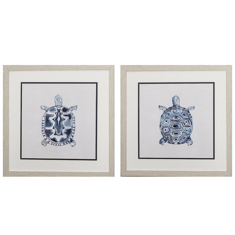 Propac Images Indigo Turtles Set of 2 Wall Art - Blue - 17X17X1
