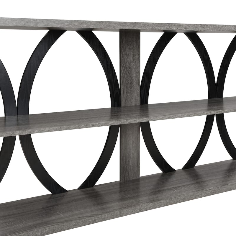 70.87" MDF Round Frame 3-Tier Console Table With Spacious Shelves For Living Room