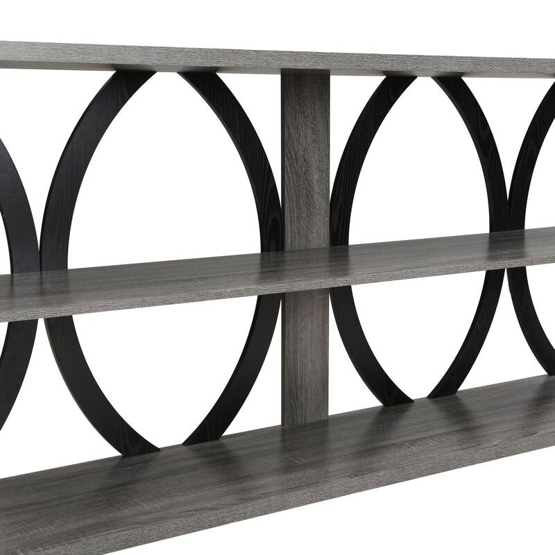 console table with open storage shelf