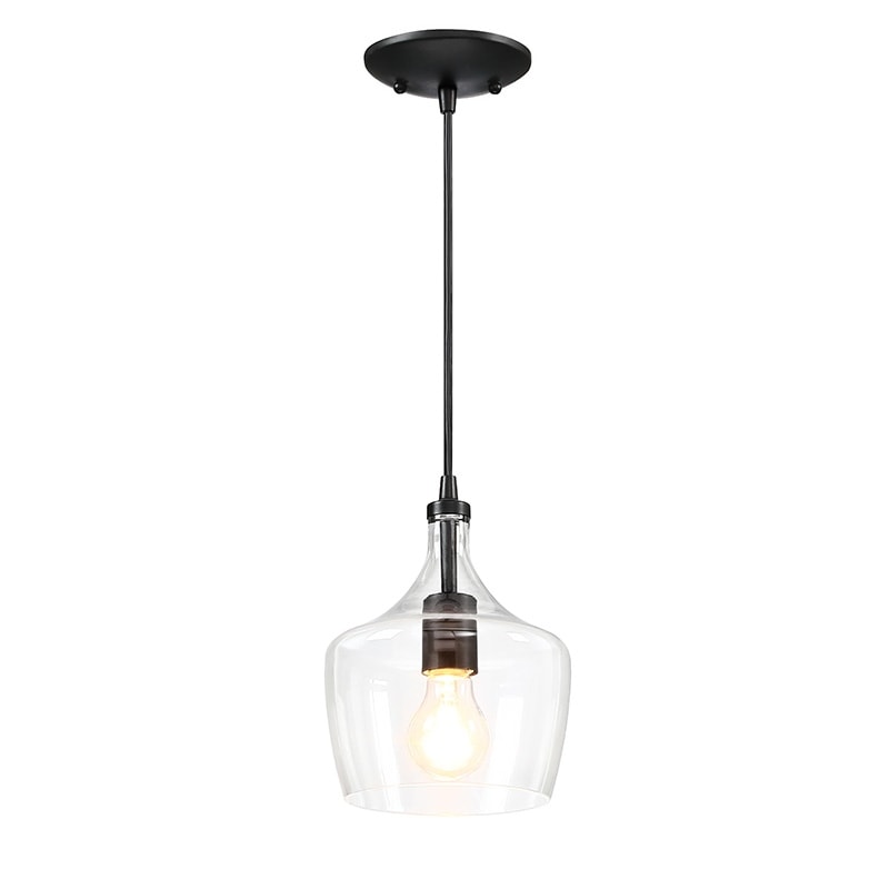 1-Light Kitchen Island Teardrop Clear Glass Pendant（1 or 3-pack can be chosen)