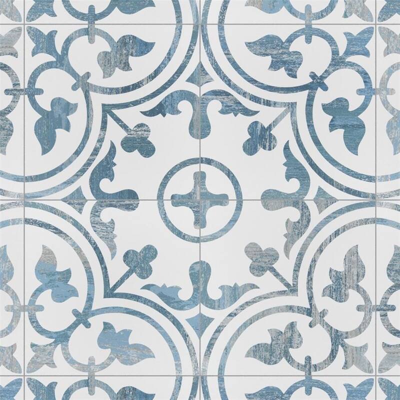 Merola Tile Cassis Arte Blue 9-3/4" x 9-3/4" Porcelain Floor and Wall Tile