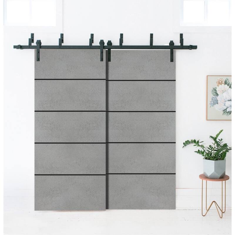 Slab Barn Door Panel 28 x 80 Planum 0015 Concrete with Sturdy Finished