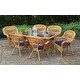 preview thumbnail 41 of 45, Portside Southwest Amber Outdoor Wicker Dining Set (7-Piece) Navy