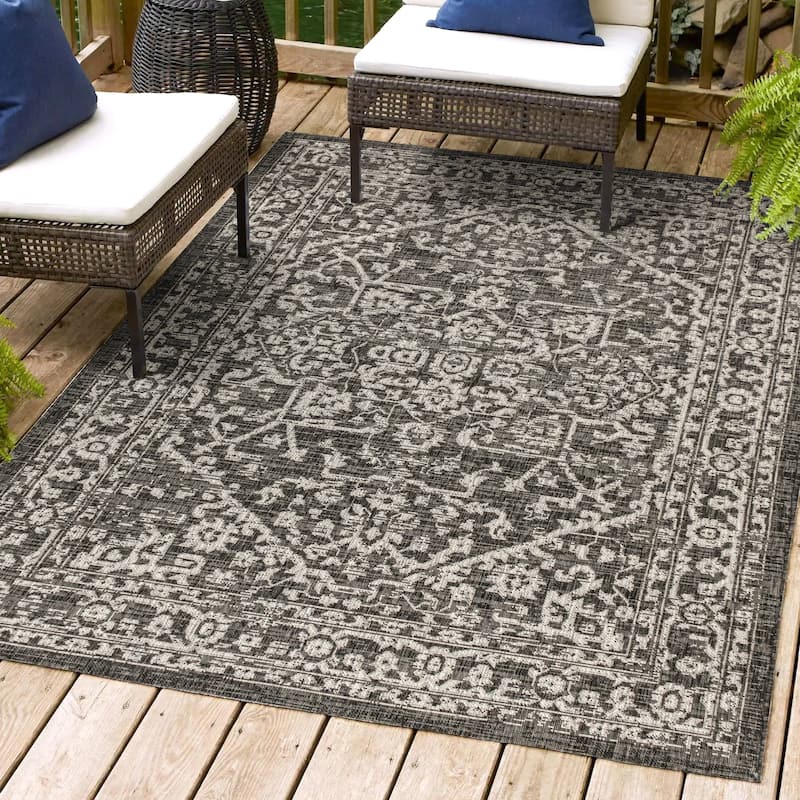JONATHAN Y Medallion Textured Weave Indoor/Outdoor Area Rug