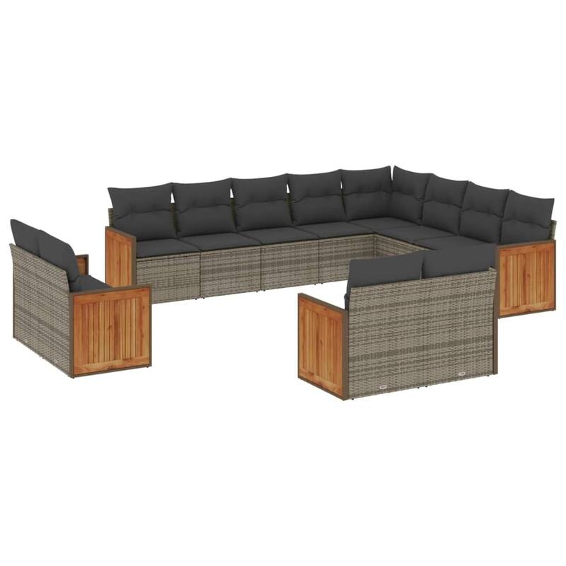 vidaXL Patio Sofa Set with Cushions Outdoor Conversation Furniture Poly Rattan