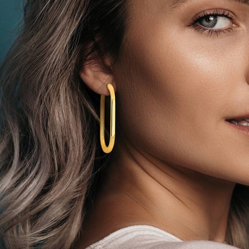 Miadora 59mm Oval Hoop Earrings in 14K Yellow Gold