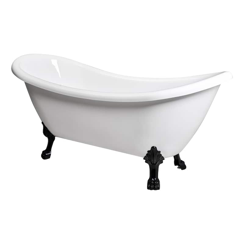 Daphne 59" & 69" Clawfoot Tub White or Black Acrylic Five Feet Colors