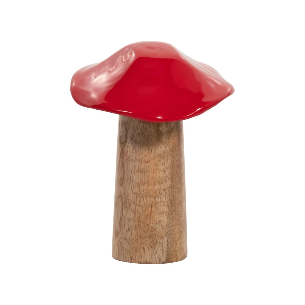Sagebrook Home Wood Red Toadstool Mushroom Wood Figurines, Adds a Touch of Nature's Elegance to Home Decor