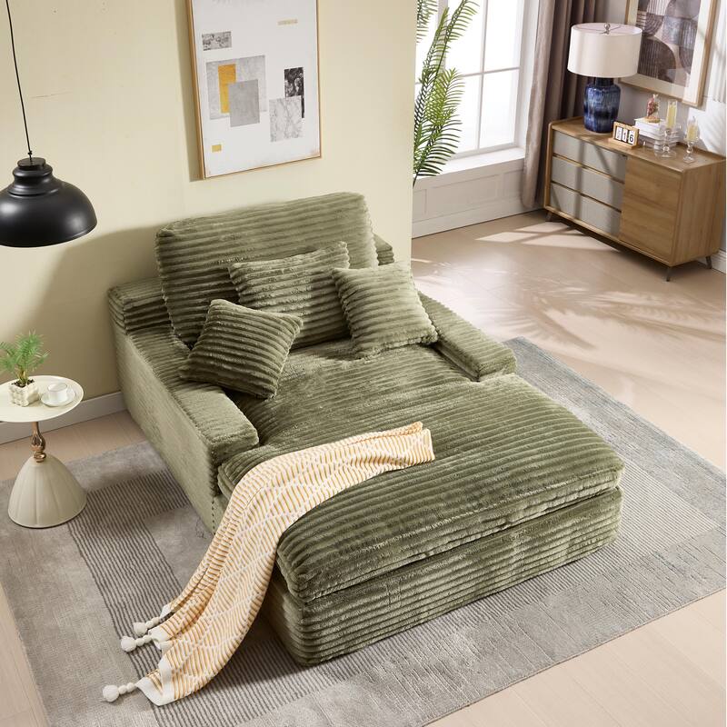 Modern Upholstered Chaise Lounge Sofa for Living Room Office, 75" Oversized Leisure Sofa 2 Seat Sleeper Couch with Pillows