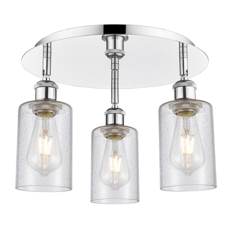 Innovations Lighting Clymer - 3 Light 16" Flush Mount - Polished Chrome/Seedy
