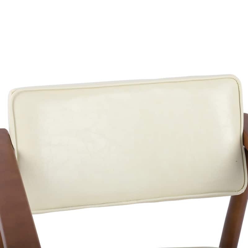 Walnut Faux Leather Upholstered Dining Chair Padded Armchair Solid Wood Open Back