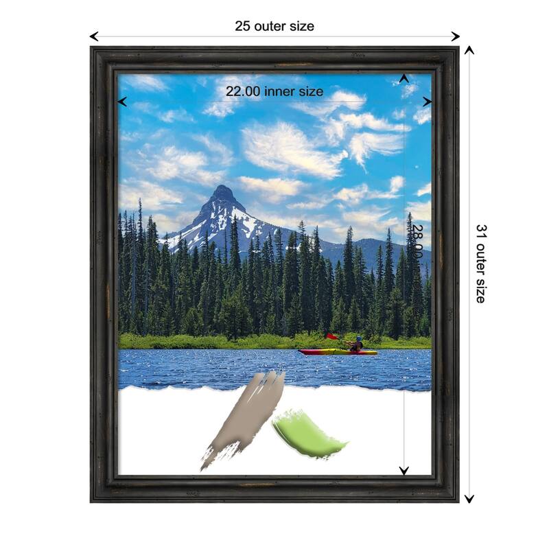 Rustic Pine Black Narrow Wood Picture Frame, Photo Frame, Art Frame - 22x28