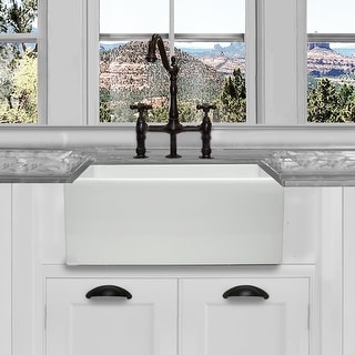 Highpoint Collection 24 Inch Single Bowl Reversible Fireclay Farmhouse Kitchen Sink Overstock 9828534
