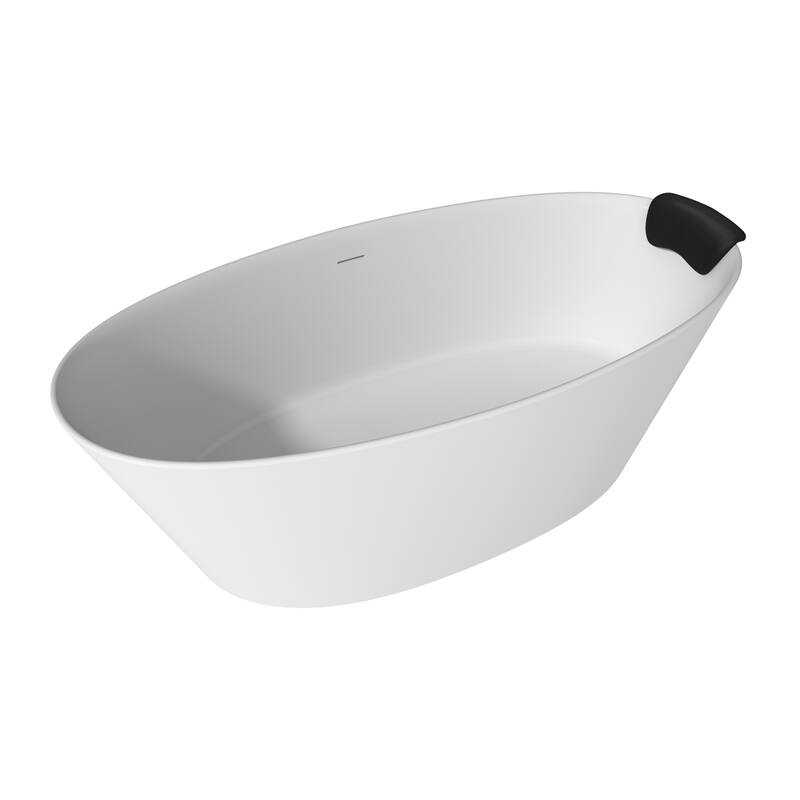 CASAINC 67" Resin Stone Solid Surface Soaking Stand Alone Bathtub Freestanding Bathtub in Matte White - 67 inch