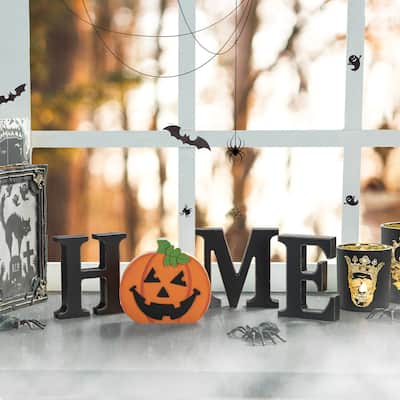 Glitzhome 13 Pieces Patriotic/Fall/Halloween/Thanksgiving Tabletop With 10 Interchangeable Icons - 5"H