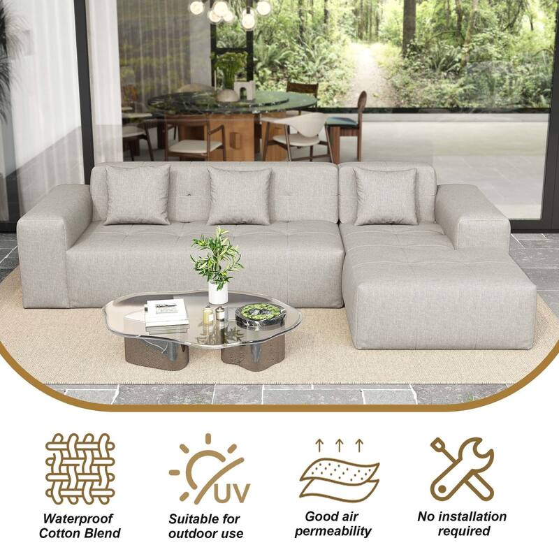 Casual Outdoor Oversized Sectional Sofa Loveseat Chaise Set