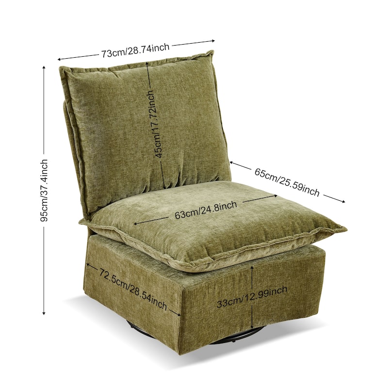 Chenille 360° Swivel Detachable Sofa Chair with Metal Base