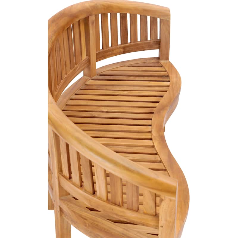 Chic Teak Peanut Outdoor Teak Wood Patio & Garden Double Bench