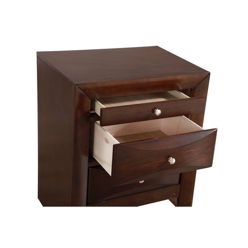 Cappuccino Nightstand 28x23x17 Contemporary Bedside Table with Three Drawers, Rich Stylish Finish and Bedroom Storage