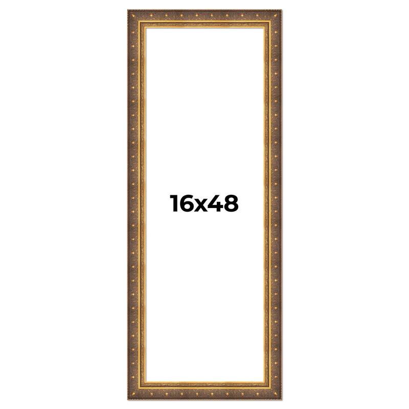 16x48 Frame Gold Real Wood Picture Frame inches Interior Frame Depth 1 inches Museo Bronze Ornate Photo Frame with UV Acrylic