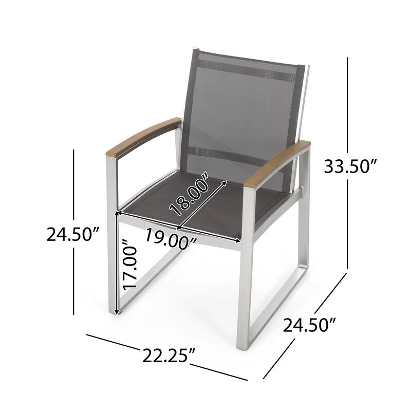 Modern 2 Piece Mesh Armrest Dining Chairs with Rust Proof Aluminum Frame for Dining Room Kitchen Bedroom Living Room Terrace