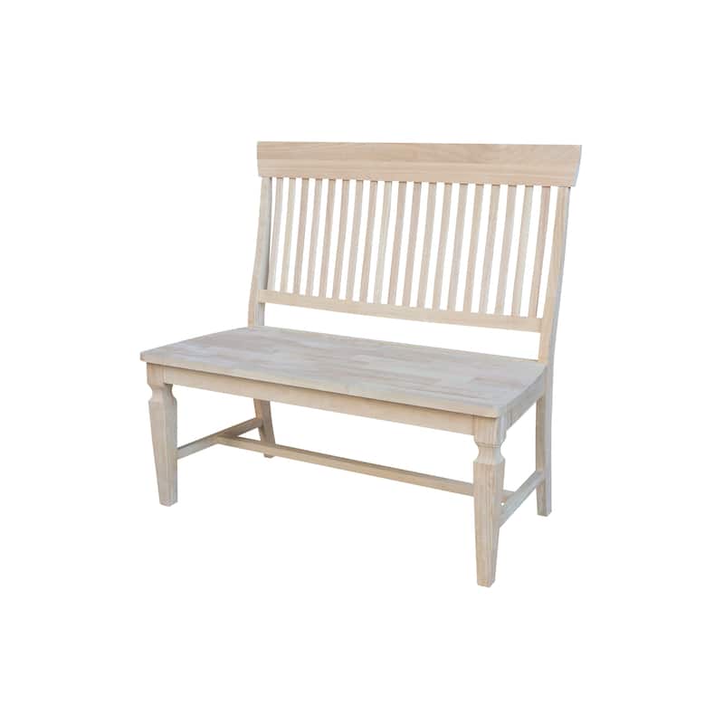 Vista Slat Back Solid Wood Bench - Unfinished