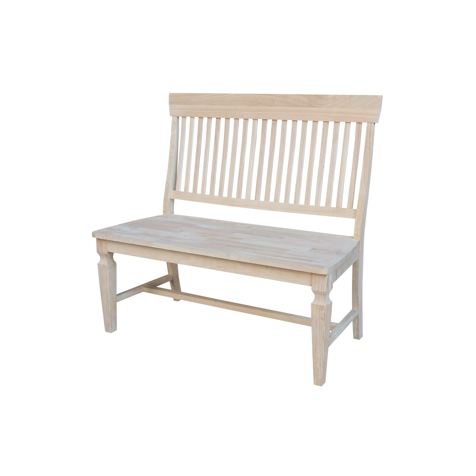Vista Slat Back Solid Wood Bench - Unfinished