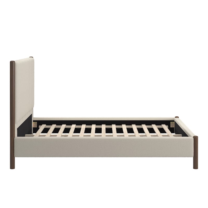Eldra Cream Boucle Upholstered Platform Bed by iNSPIRE Q Modern