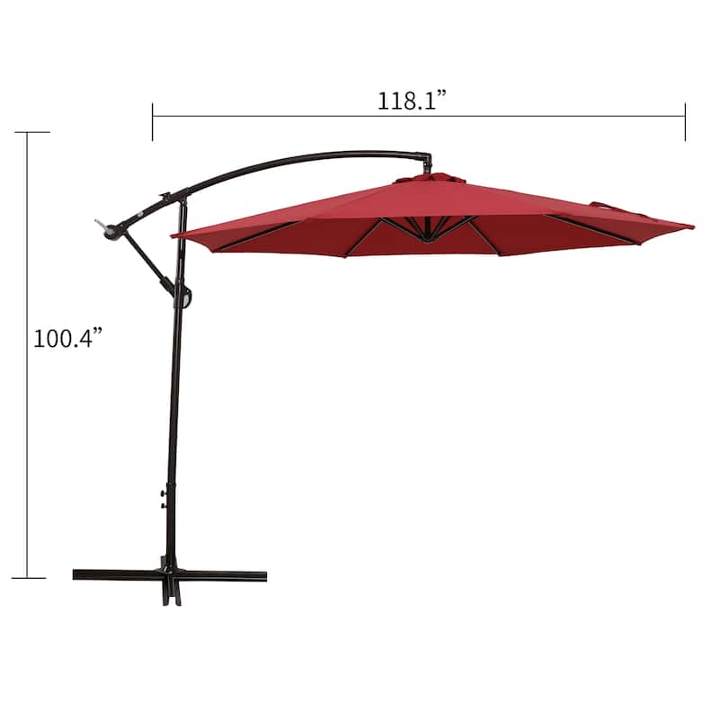 10ft Outdoor Patio Hanging Cantilever Umbrella