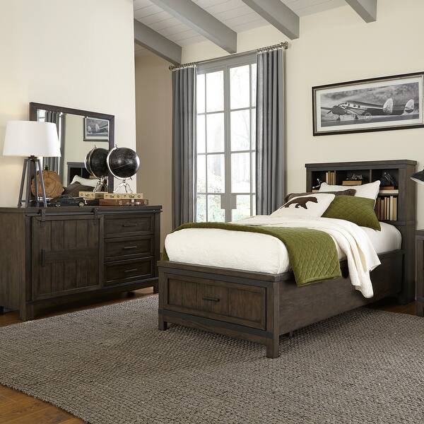 slide 2 of 22, Liberty Furniture Thornwood Hills Youth Bookcase Bedroom Set with Bed, Dresser, Mirror - Full or Twin