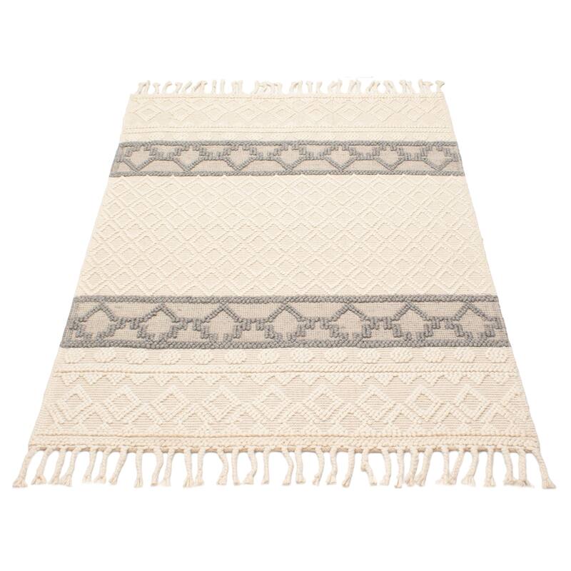 ECARPETGALLERY Braid weave Sienna Cream Wool Rug - 5'3 x 7'7