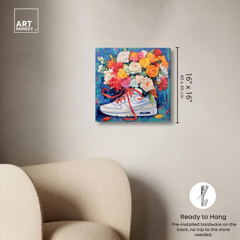 Whimsical Sneaker with Flowers Canvas by Art Remedy, Gallery Wrapped