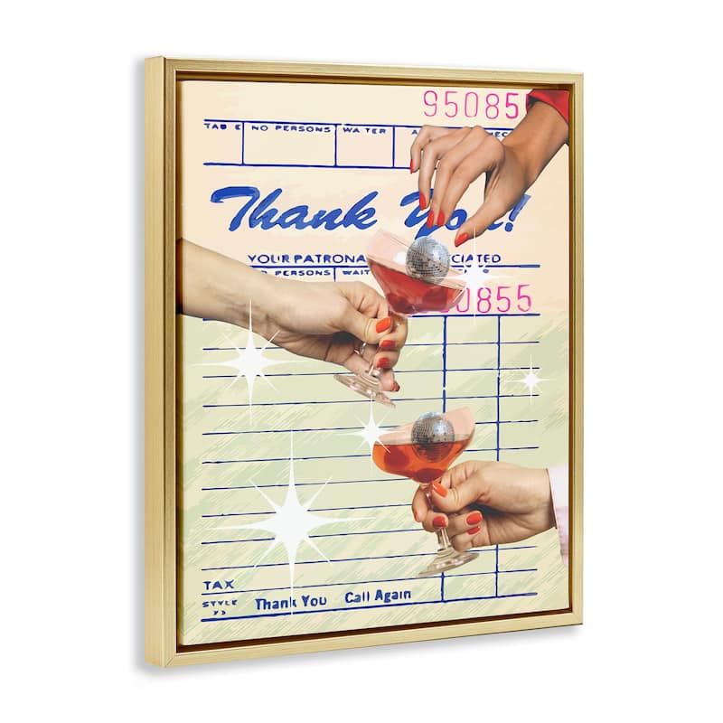 Stupell Drink Cheers Restaurant Check Framed Floater Canvas Wall Art Design By Lil' Rue