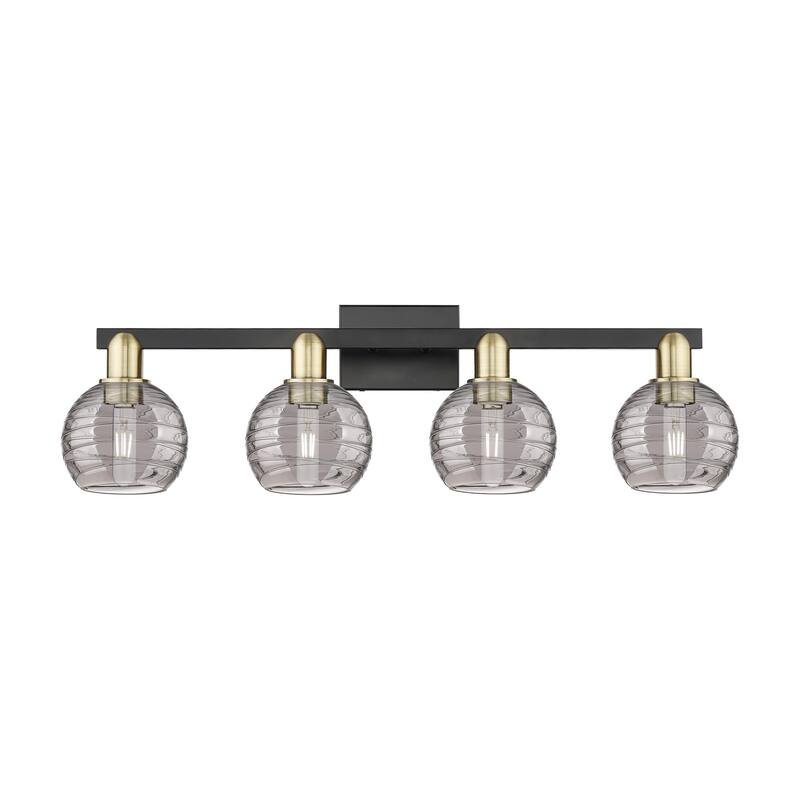Innovations Lighting Downtown Urban - Athens Deco Swirl - 4 Light 36" Bath Vanity Light - Black Antique Brass