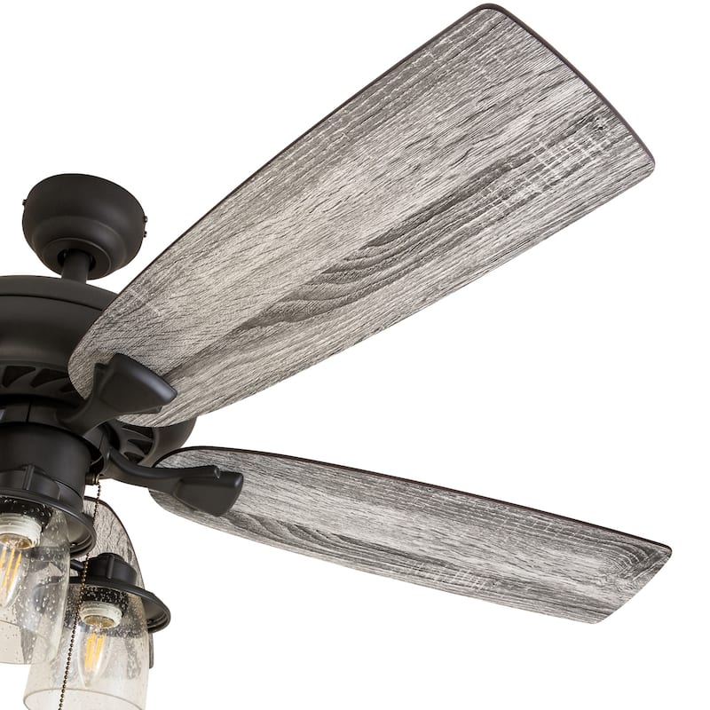 The Gray Barn Chevening 52-inch Coastal Indoor LED Ceiling Fan with Pull Chains 5 Reversible Blades - 52