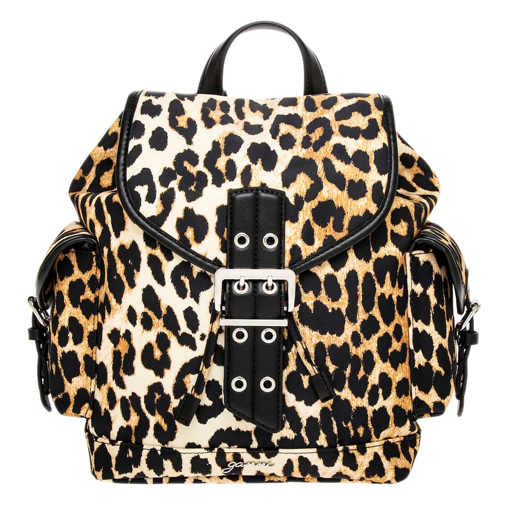 Ganni Leopard Small Nylon Bucky Backpack
