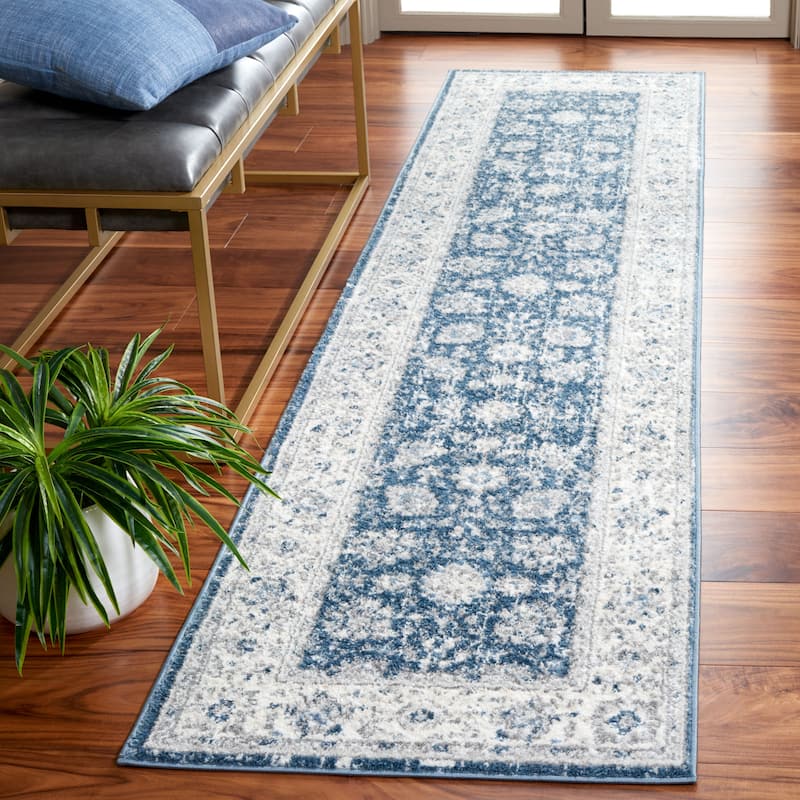 SAFAVIEH Layla Ronda Modern Rug - 2'2" x 9' Runner - Blue/Ivory Grey