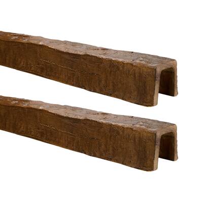5" x 5" x 13 ft. Hand Hewn Medium Oak Finish Faux Wood Beam (2 Pack)