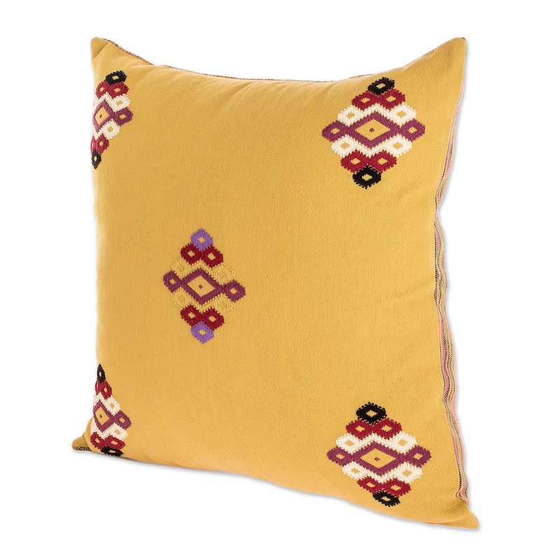 Novica Handmade Jaspe And Geometry Cotton Cushion Cover