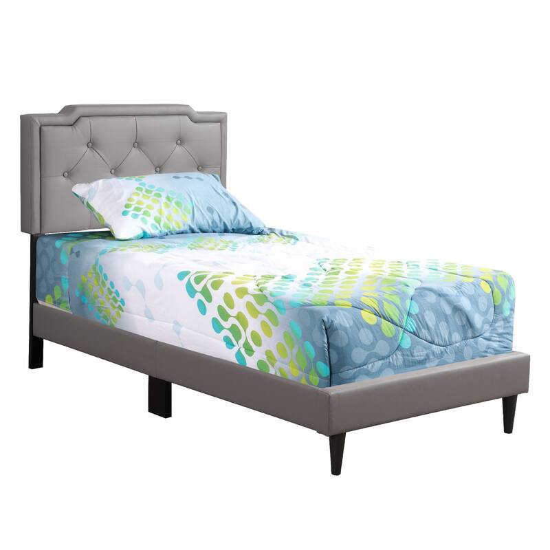 Adjustable Tufted Upholstered Twin Panel Bed - 81" - Gray