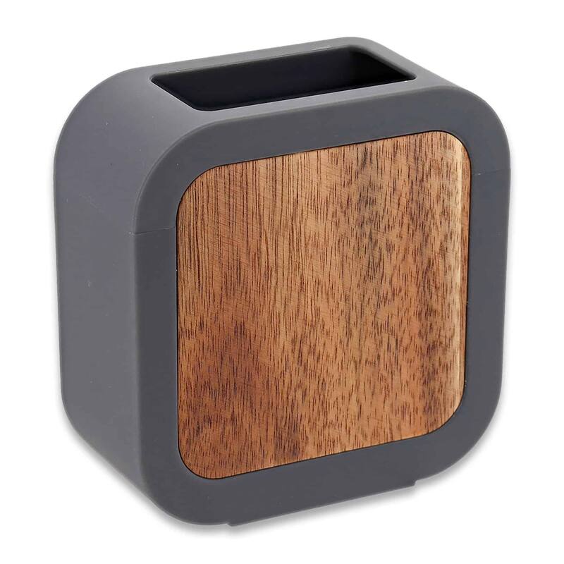 Modern Toothbrush Holder Rubber and Wood - 4.3 L x 2 W x 4.4 H
