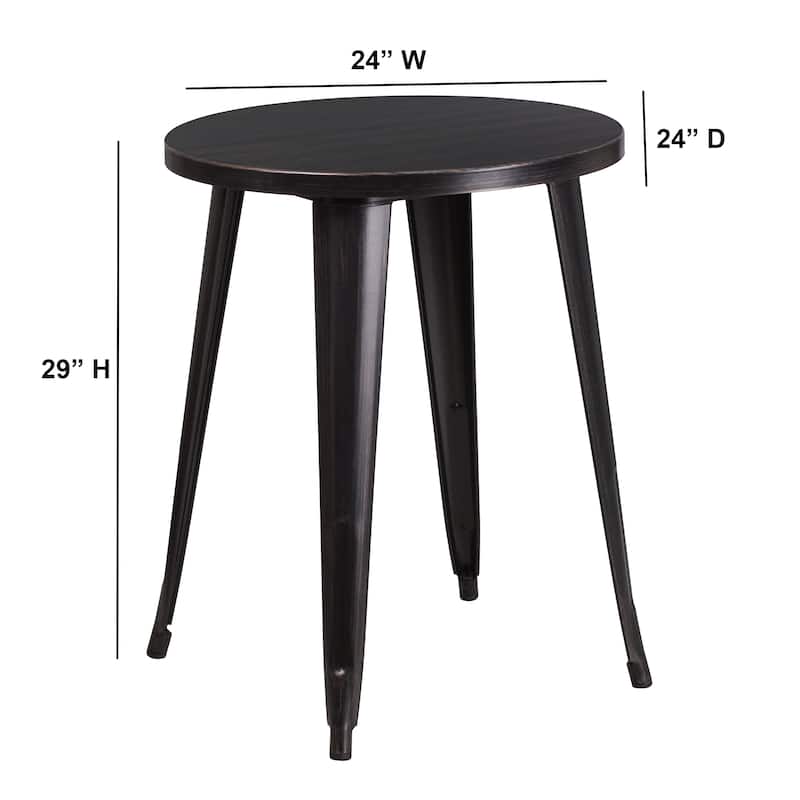 24'' Round Metal Indoor-Outdoor Table - 24"W x 24"D x 29"H - 24"W x 24"D x 29"H