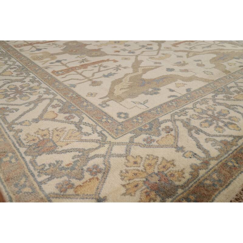 Earth Tone Oushak Indian Area Rug Hand-Knotted Wool Carpet - 8'3" x 9'8"