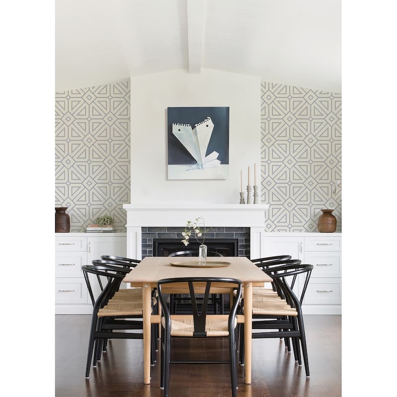 A-Street Prints Voltaire Indigo Beaded Geometric Wallpaper