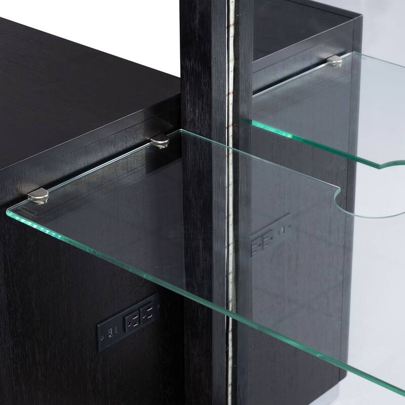 Furniture of America Alaric Modern Black Solid Wood 5-Piece Bedroom Set with 69-inch Makeup Vanity, Chest and 2 Nightstands