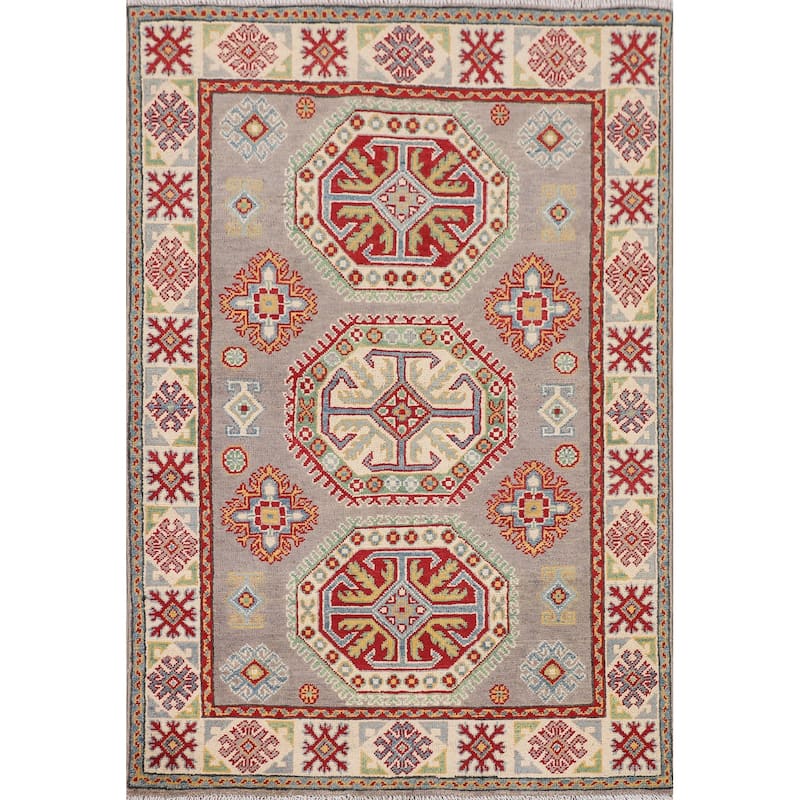 Kazak Foyer Rug Handmade Wool Carpet - 3'5" x 5'0"