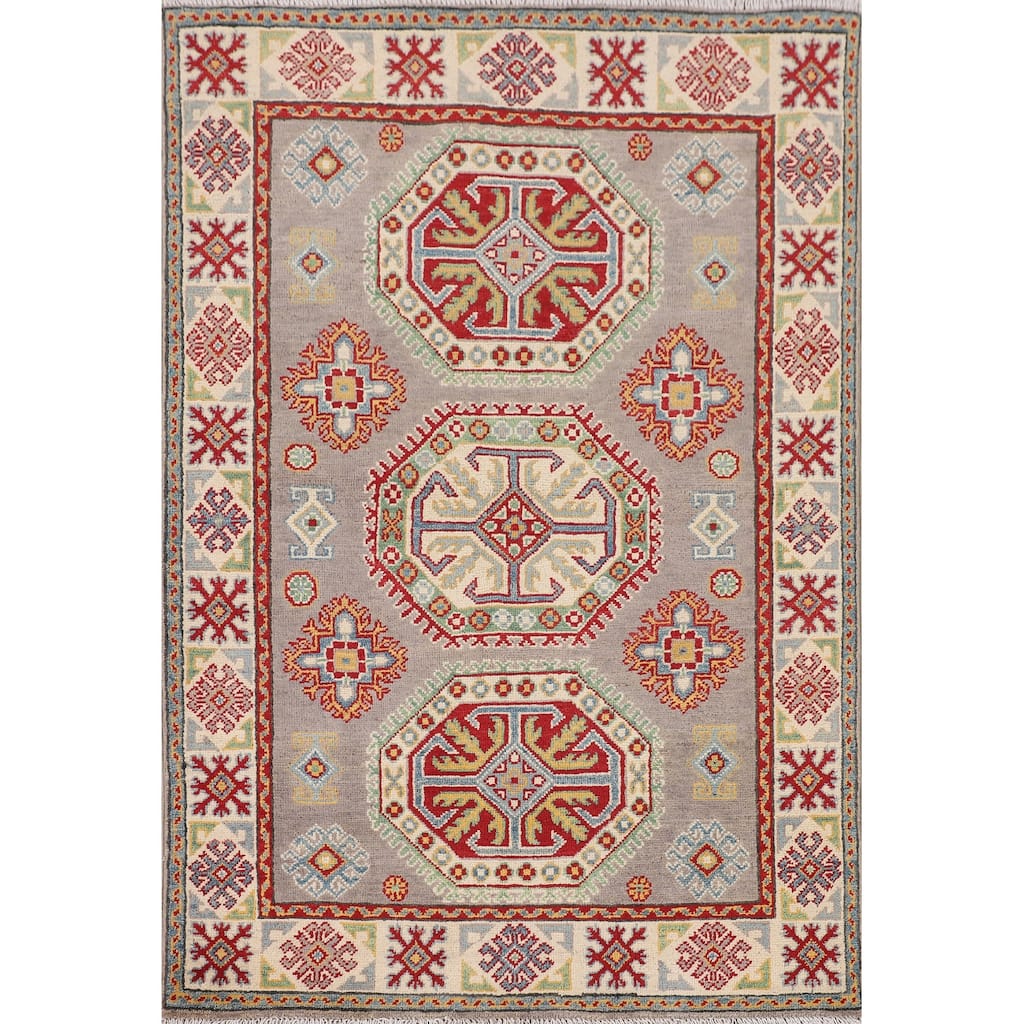 Kazak Foyer Rug Handmade Wool Carpet - 3'5" x 5'0"