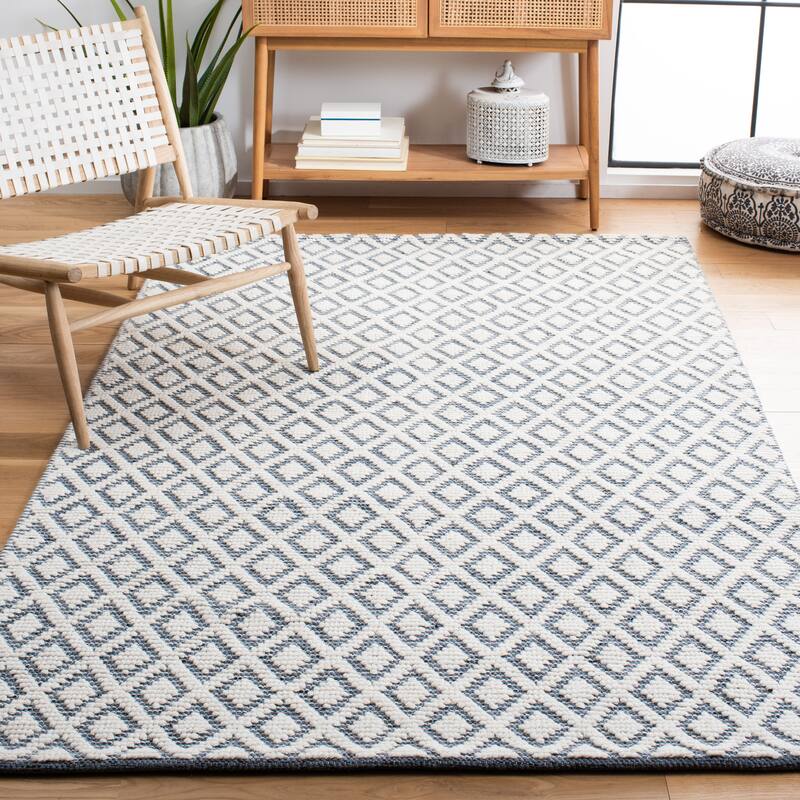 SAFAVIEH Handmade Vermont Latrice Wool Rug - 8' x 10' - Ivory/Blue